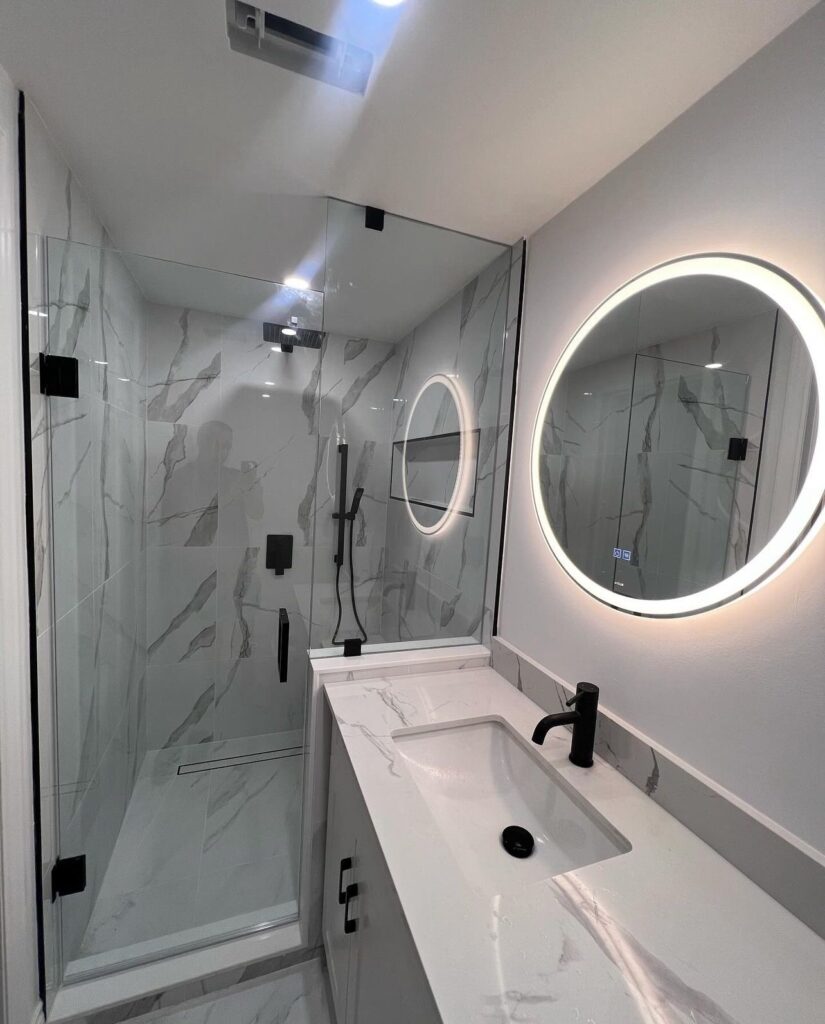 Bathroom remodel in a Toronto home with walk-in shower