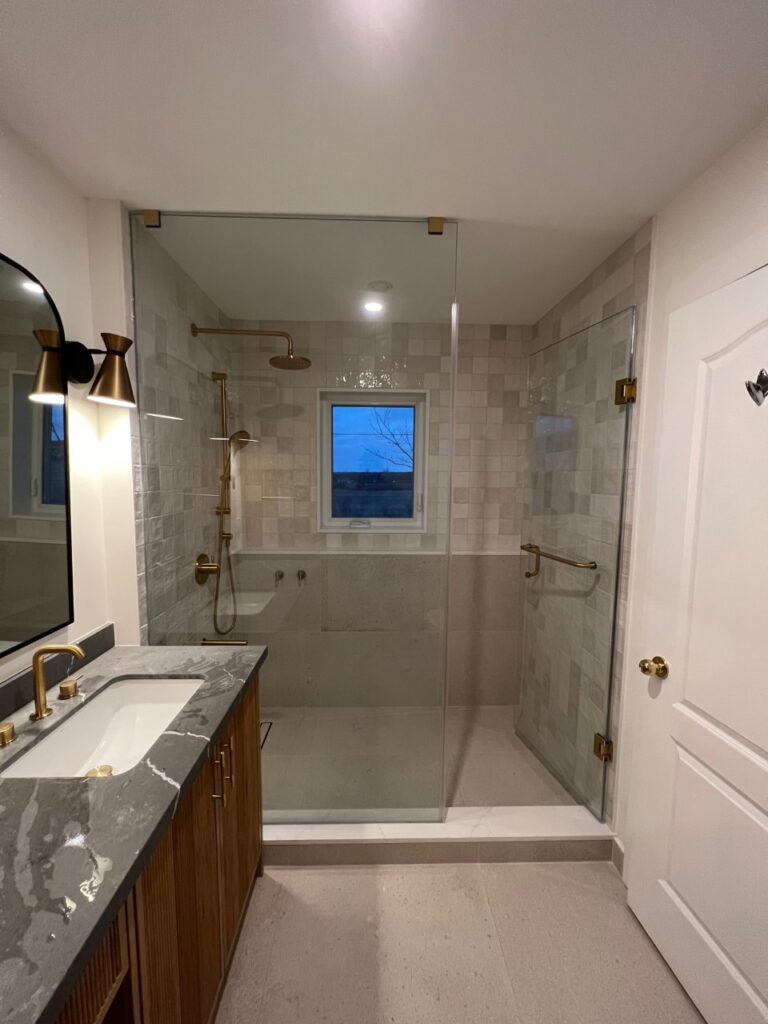 modern bathroom renovation in Richmond Hill with custom tile shower design