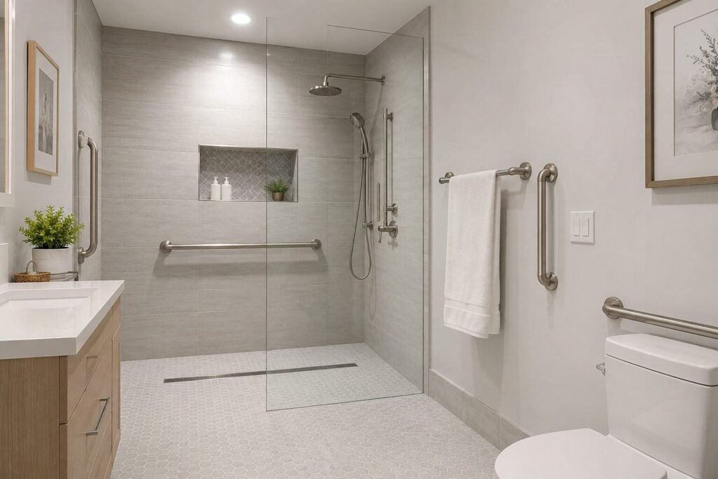 accessible-bathroom-renovation-toronto accessible bathroom renovation Toronto with walk in shower for seniors