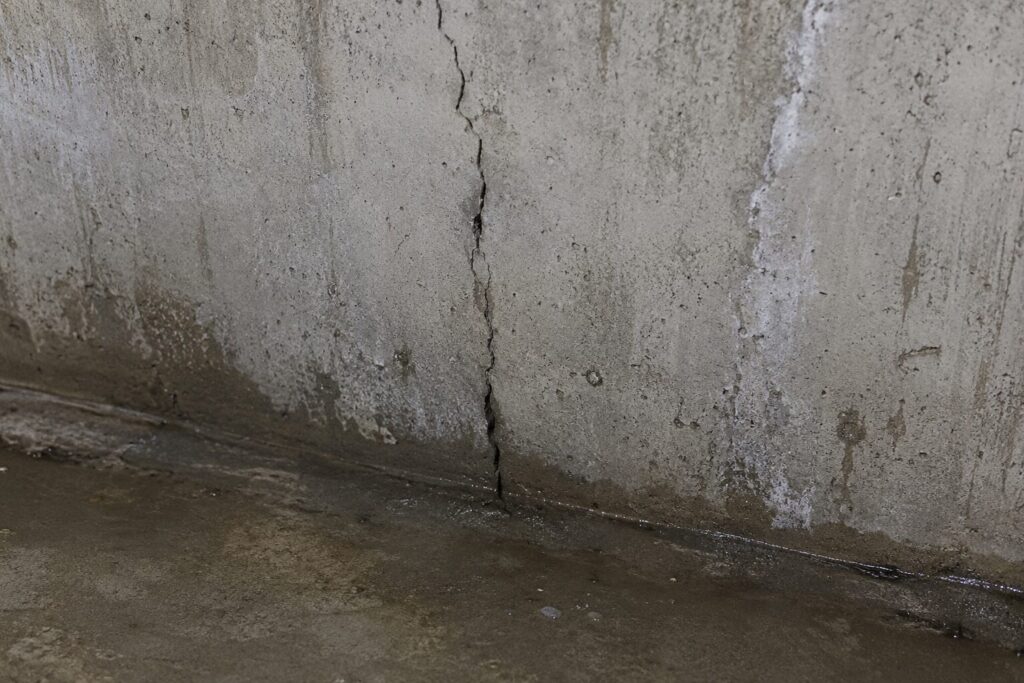 Foundation crack causing basement moisture in Toronto home