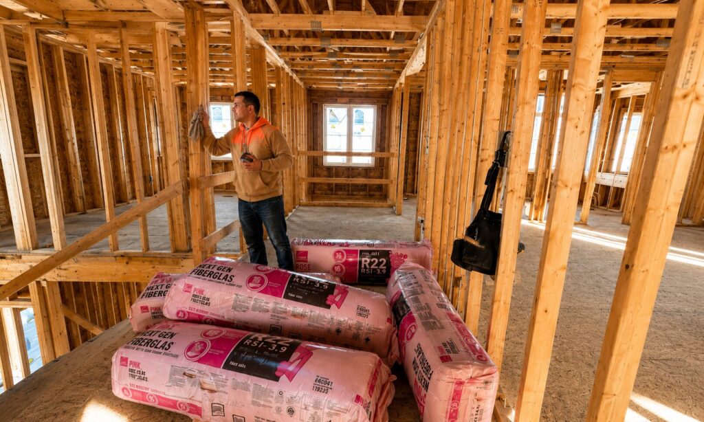 Framing and insulation stage managed during a home renovation project in Toronto