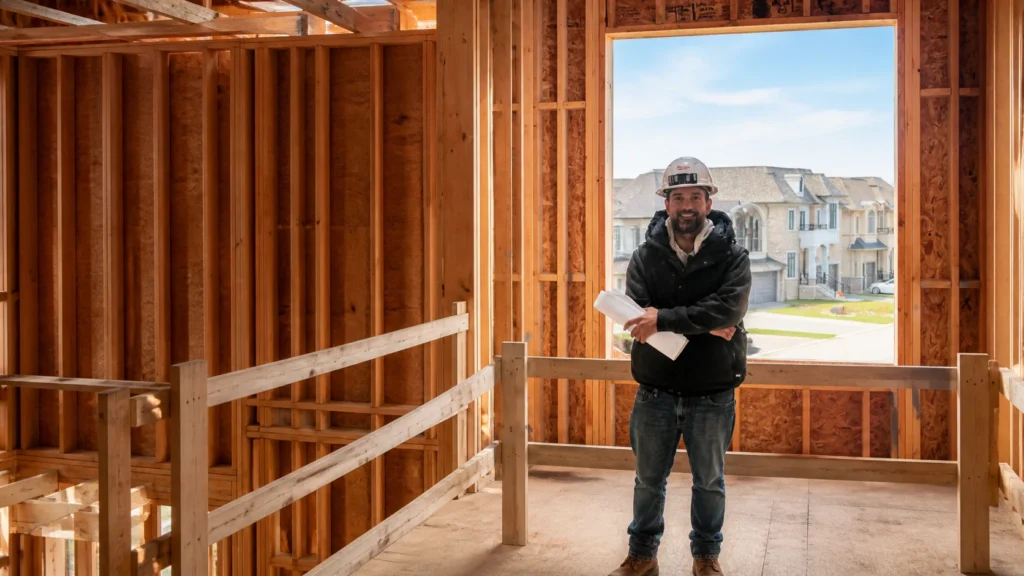 Renotec home addition contractor in Toronto and the GTA reviewing a custom home framing project